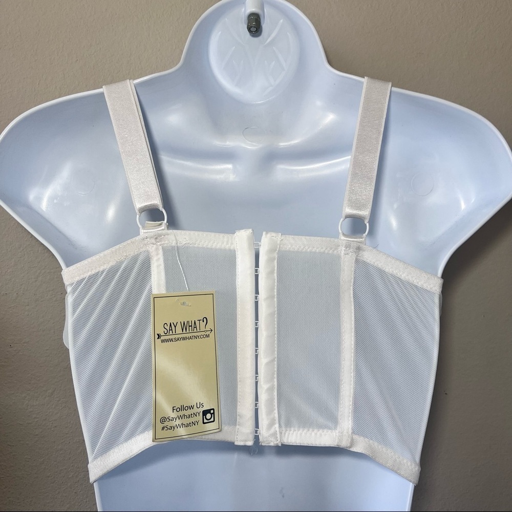 Say What White Mesh Pearl Crop Bralette Size Small New With Tags - Picture 2 of 10